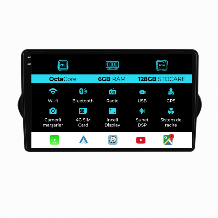 Navigatie Dedicata Fiat Tipo (2015-2021), 9Inch, 6Gb Ram, 128Gb Stocare, Carplay [1]