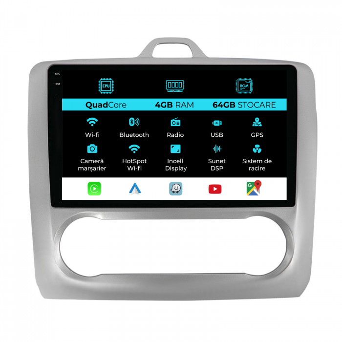 Navigatie Dedicata Ford Focus (2004-2012),QuadCore, 9Inch, 4Gb Ram, 64Gb Stocare, Carplay, Clima automata [1]