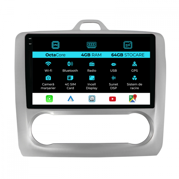Navigatie Dedicata Ford Focus (2004-2012), 9Inch, 4Gb Ram, 64Gb Stocare, Carplay, Clima automata [1]
