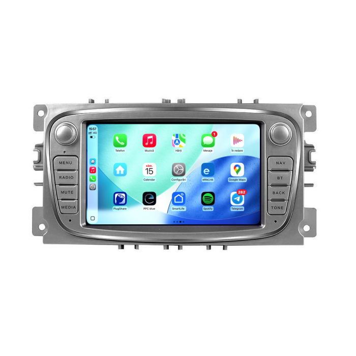 Navigatie Dedicata Ford Focus, Mondeo,C-Max, Kuga, 7inch, 4Gb Ram, 64Gb stocare, Carplay, Argintiu [4]