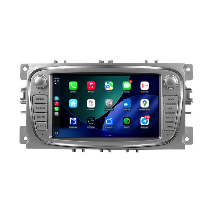 Navigatie Dedicata Ford Focus, Mondeo,C-Max, Kuga, 7inch, 4Gb Ram, 64Gb stocare, Carplay, Argintiu [2]