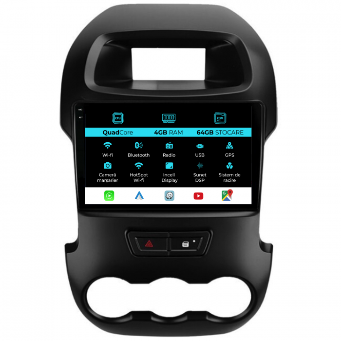 Navigatie Dedicata Ford Ranger (2012-2015),QuadCore, 9Inch, 4Gb Ram, 64Gb Stocare, Carplay [1]