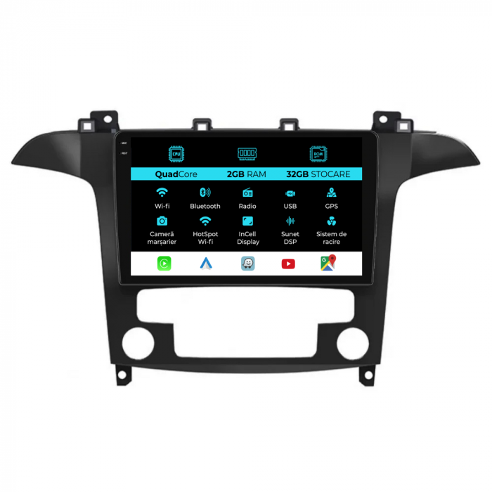 Navigatie Dedicata Ford S-Max (2006 - 2015), 9Inch, 2Gb Ram, 32Gb Stocare, Carplay, Clima automata [1]