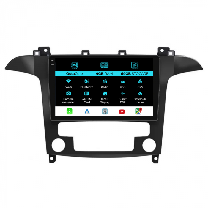 Navigatie Dedicata Ford S-Max (2006 - 2015), 9Inch, 4Gb Ram, 64Gb Stocare, Carplay, Clima automata [1]