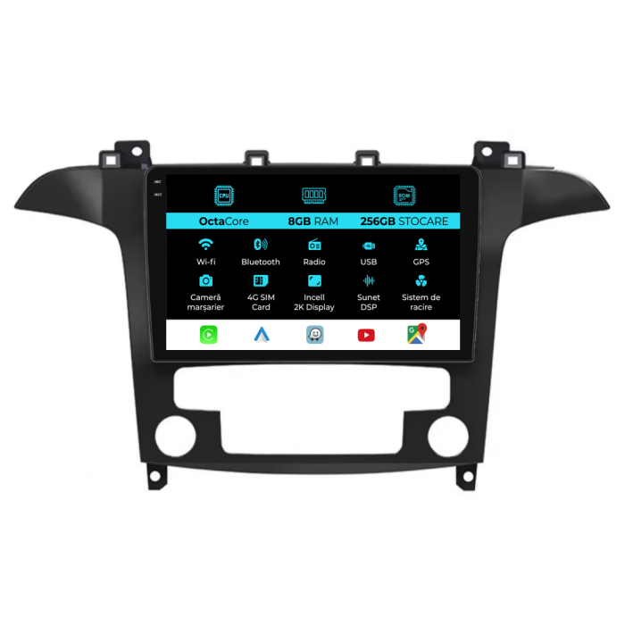 Navigatie Dedicata Ford S-Max (2006 - 2015), 2K, 8Gb Ram, 256Gb Stocare, Carplay, Clima automata [1]