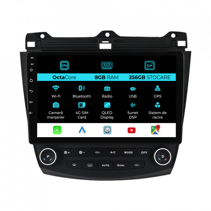 Navigatie Dedicata Honda Accord VII (2003 - 2008), 10Inch, 8Gb Ram, 256Gb Stocare, Carplay [1]