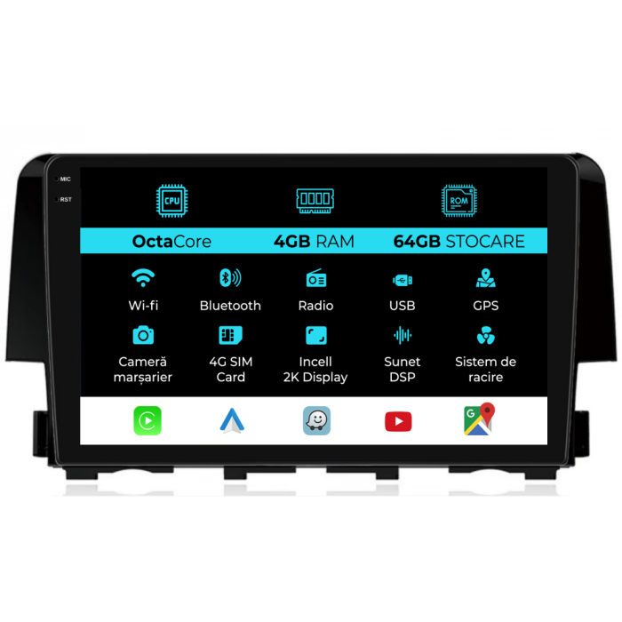 Navigatie Dedicata Honda Civic (2015-2021), 2K, 4Gb Ram, 64Gb Stocare, Carplay [1]