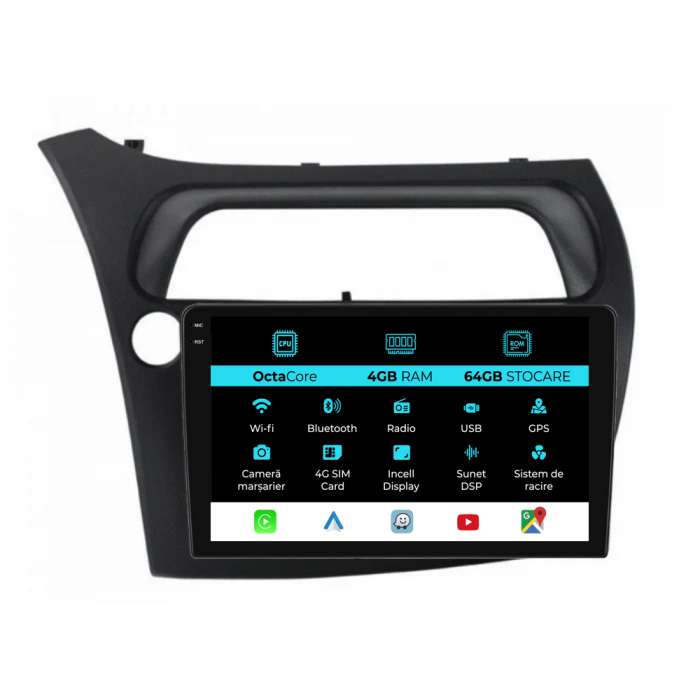Navigatie Dedicata Honda Civic VII Hatchback (2006-2011), 9Inch, 4Gb Ram, 64Gb Stocare, Carplay [1]