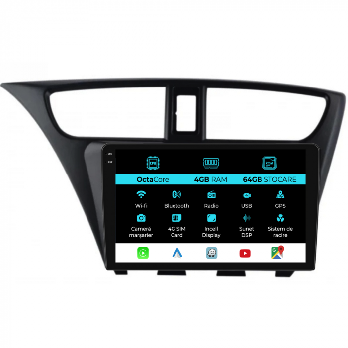 Navigatie Dedicata Honda Civic IX Hachback (2011-2017), 9Inch, 4Gb Ram, 64Gb Stocare, Carplay [1]