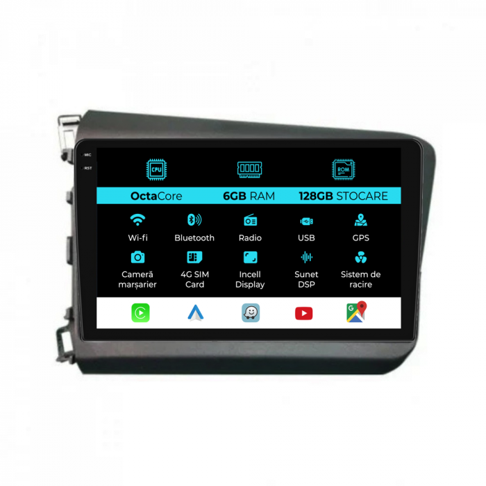 Navigatie Dedicata Honda Civic IX Sedan  (2011-2015), 9Inch, 6Gb Ram, 128Gb Stocare, Carplay [1]
