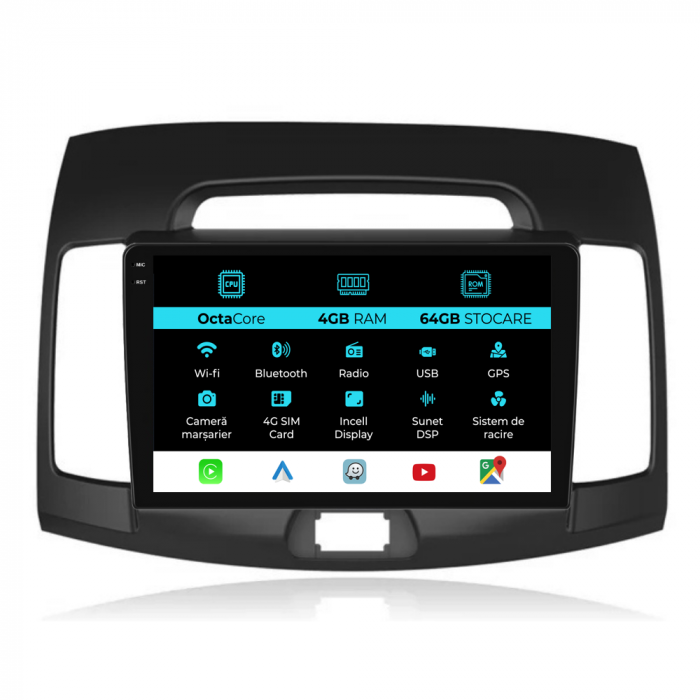 Navigatie Dedicata Hyundai Elantra (2006-2011), 9Inch, 4Gb Ram, 64Gb Stocare, Carplay [1]