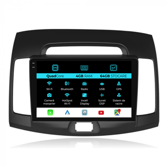 Navigatie Dedicata Hyundai Elantra (2006-2011),QuadCore, 9Inch, 4Gb Ram, 64Gb Stocare, Carplay [1]
