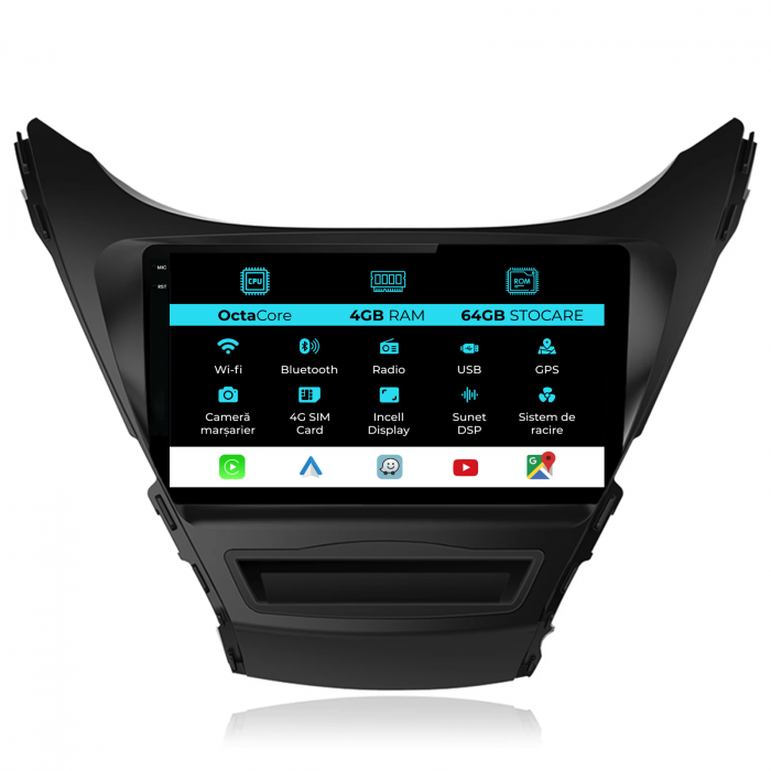 Navigatie Dedicata Hyundai Elantra (2010-2016), 9Inch, 4Gb Ram, 64Gb Stocare, Carplay [1]