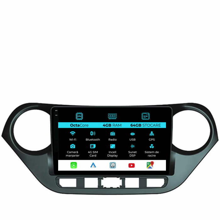 Navigatie Dedicata Hyundai I10 (2013-2017), 9Inch, 4Gb Ram, 64Gb Stocare, Carplay [1]