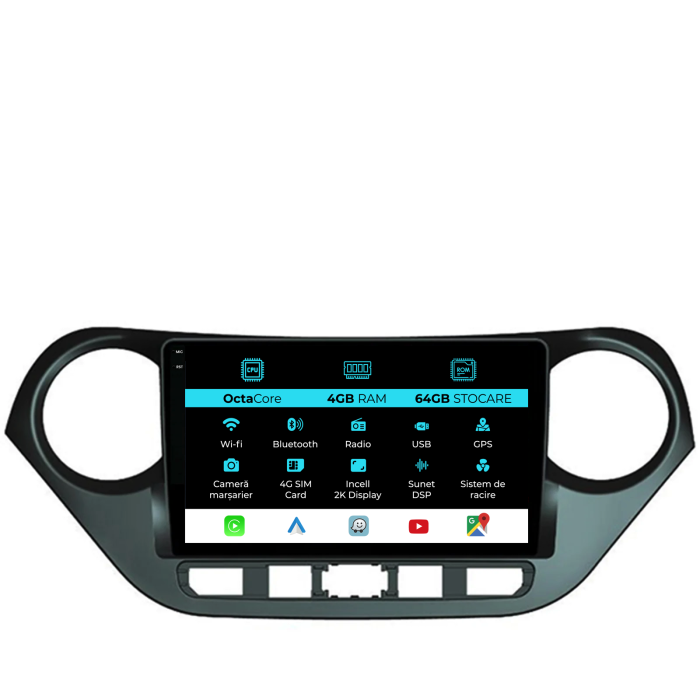 Navigatie Dedicata Hyundai I10 (2013-2017), 2K, 4Gb Ram, 64Gb Stocare, Carplay [1]