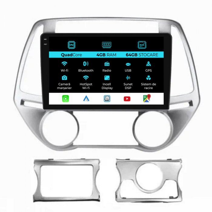 Navigatie Dedicata Hyundai I20 (2011-2015),QuadCore, 9Inch, 4Gb Ram, 64Gb Stocare, Carplay [1]