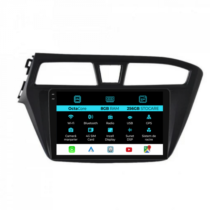 Navigatie Dedicata Hyundai I20 (2014-2020), 9Inch, 8Gb Ram, 256Gb Stocare, Carplay [1]