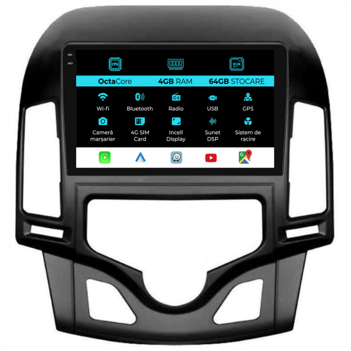 Navigatie Dedicata Hyundai I30 (2007-2012), 9Inch, 4Gb Ram, 64Gb Stocare, Carplay, Climatronic [1]