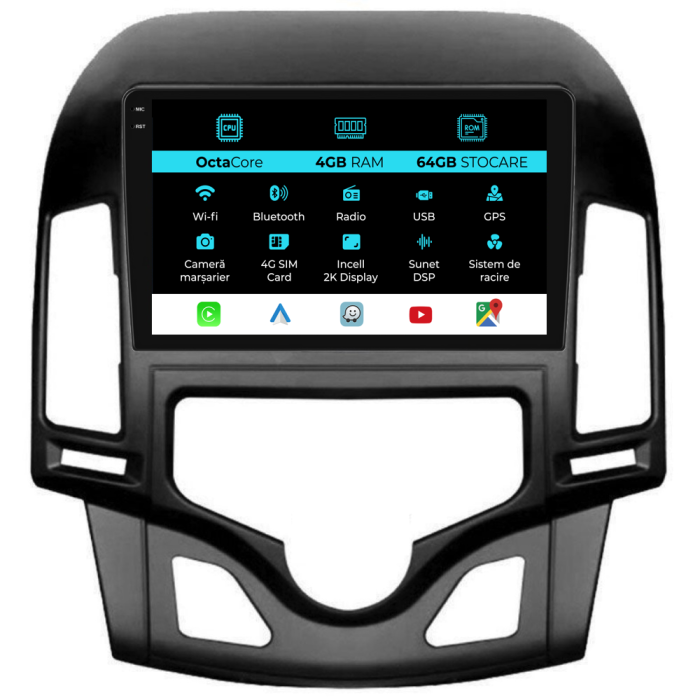 Navigatie Dedicata Hyundai I30 (2007-2012), 2K, 4Gb Ram, 64Gb Stocare, Carplay, Climatronic [1]