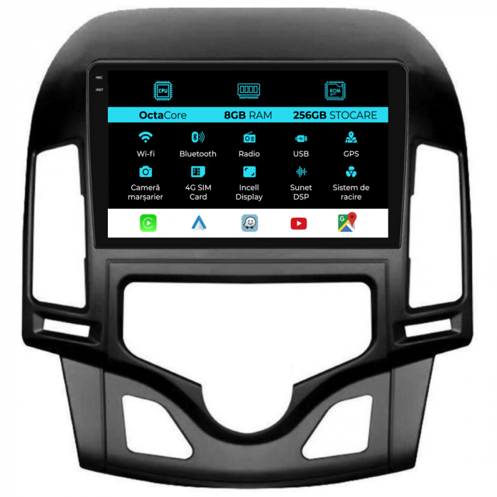 Navigatie Dedicata Hyundai I30 (2007-2012), 9Inch, 8Gb Ram, 256Gb Stocare, Carplay, Climatronic [1]