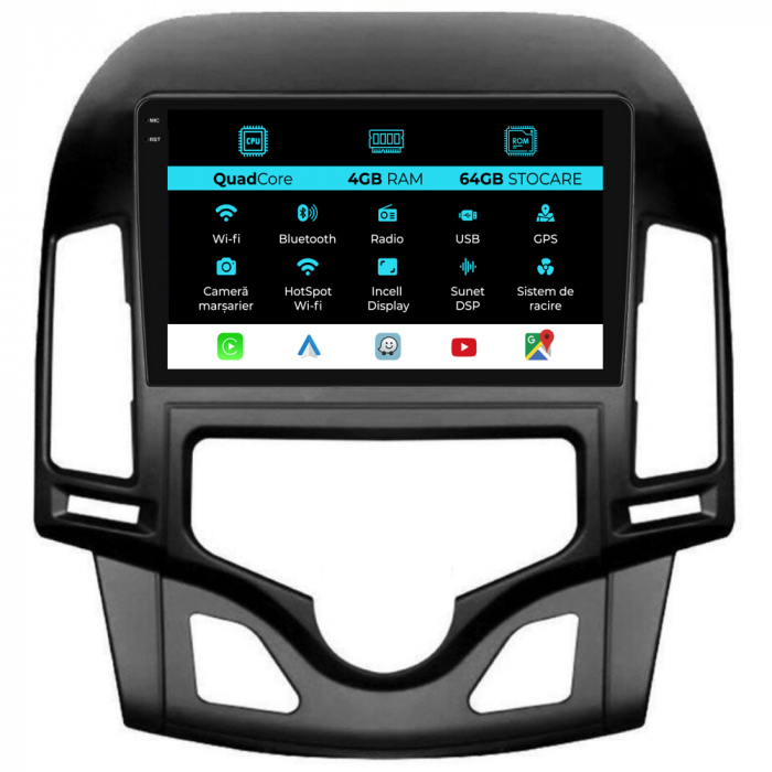 Navigatie Dedicata Hyundai I30 (2007-2012),QuadCore, 9Inch, 4Gb Ram, 64Gb Stocare, Carplay, Climatronic [1]
