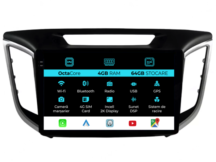 Navigatie Dedicata Hyundai IX25 (2015-2019), 2K, 4Gb Ram, 64Gb Stocare, Carplay [1]
