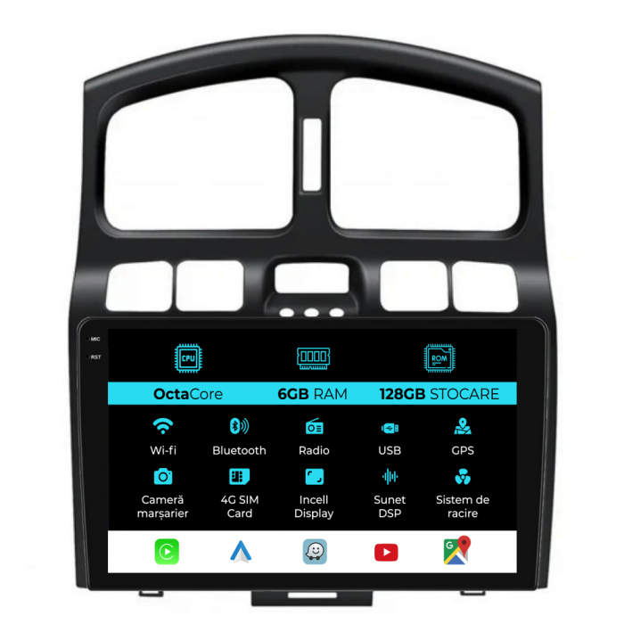 Navigatie Dedicata Hyundai Santa Fe (2000-2006), 9Inch, 6Gb Ram, 128Gb Stocare, Carplay [1]