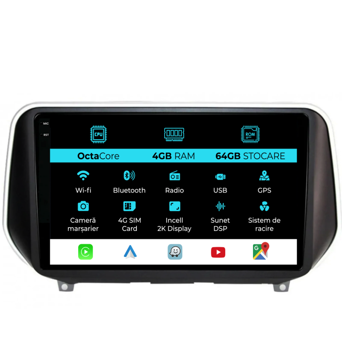 Navigatie Dedicata Hyundai SantaFe (2018-2024), 2K, 4Gb Ram, 64Gb Stocare, Carplay [1]