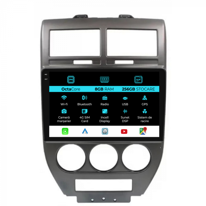 Navigatie Dedicata Jeep Compass (2006-2010), 9Inch, 8Gb Ram, 256Gb Stocare, Carplay [1]
