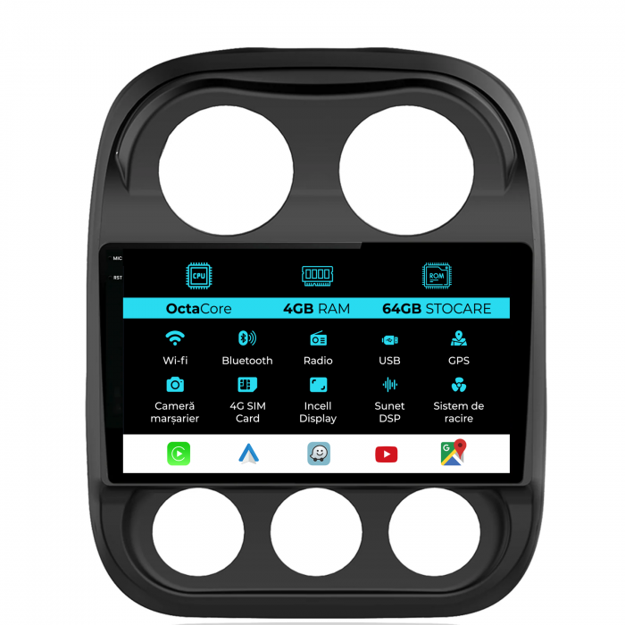 Navigatie Dedicata Jeep Compass (2010-2016), 10Inch, 4Gb Ram, 64Gb Stocare, Carplay [1]