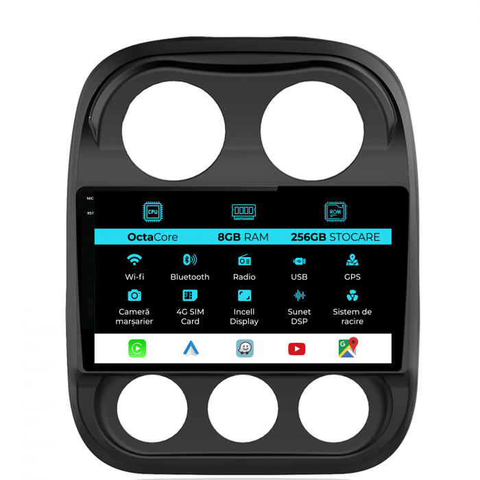 Navigatie Dedicata Jeep Compass (2010-2016), 10Inch, 8Gb Ram, 256Gb Stocare, Carplay [1]
