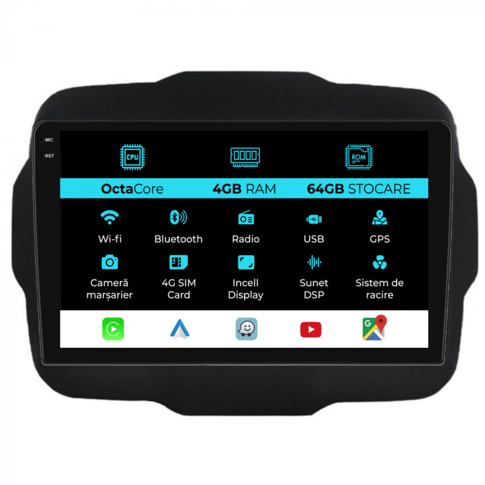 Navigatie Dedicata Jeep Renegade (2016-2020), 9Inch, 4Gb Ram, 64Gb Stocare, Carplay [1]