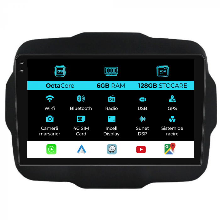 Navigatie Dedicata Jeep Renegade (2016-2020), 9Inch, 6Gb Ram, 128Gb Stocare, Carplay [1]