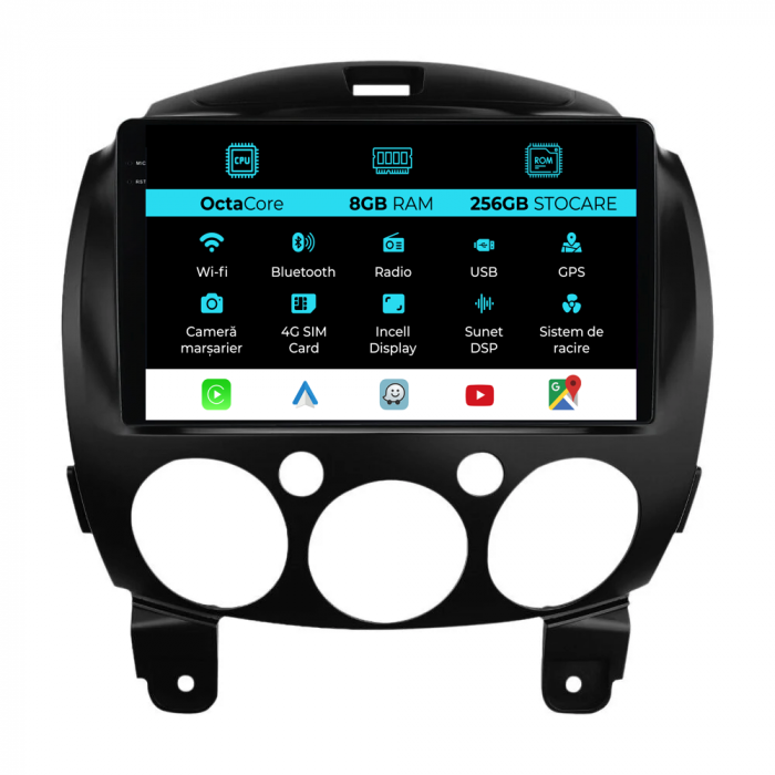Navigatie Dedicata Mazda 2 (2007-2014), 9 Inch, 8Gb Ram, 256Gb stocare, Carplay [1]