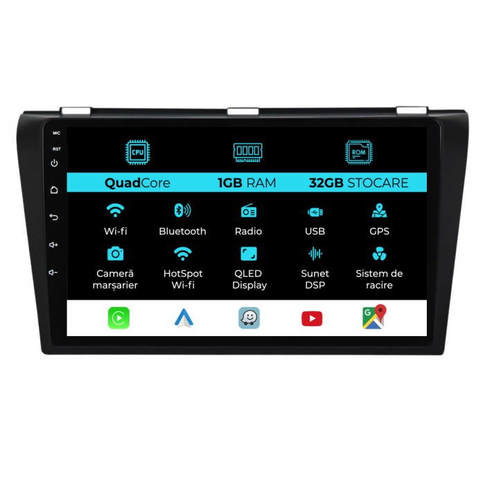 Navigatie Dedicata Mazda 3 (2003-2009) , 9Inch, 1Gb Ram, 32Gb Stocare, Carplay [1]