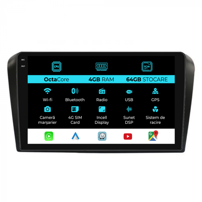 Navigatie Dedicata Mazda 3 (2003-2009), 9Inch, 4Gb Ram, 64Gb Stocare, Carplay [1]