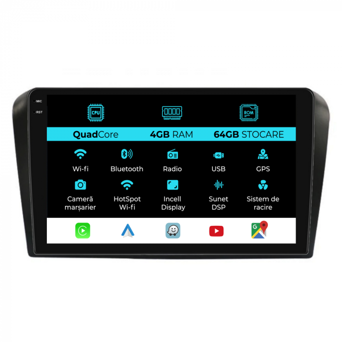 Navigatie Dedicata Mazda 3 (2003-2009),QuadCore, 9Inch, 4Gb Ram, 64Gb Stocare, Carplay [1]