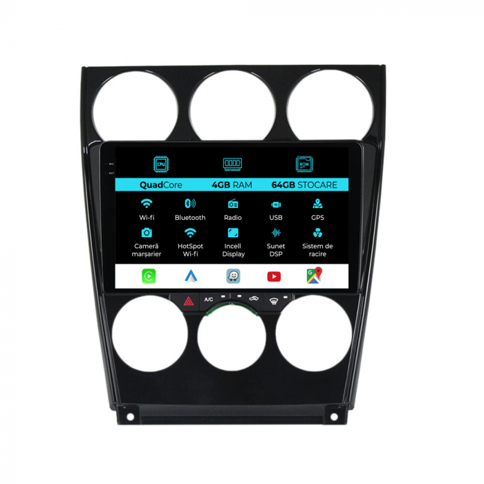 Navigatie Dedicata Mazda 6 (2002-2008),QuadCore, 9 Inch, 4Gb Ram, 64Gb stocare, Carplay [1]