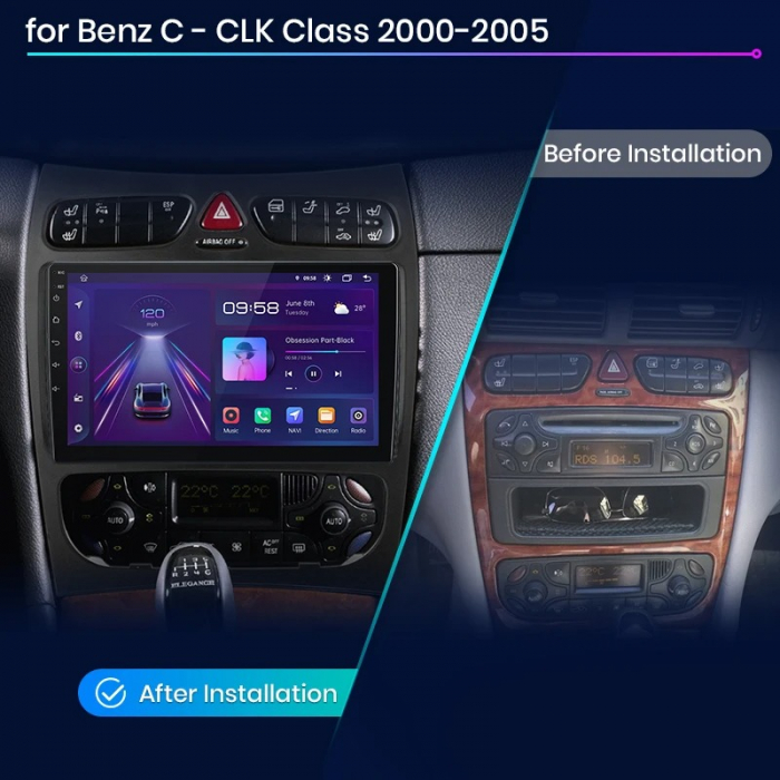 Navigatie Dedicata Mercedes C-Class W203 CLK W209 (2000 - 2005), 9Inch, 6Gb Ram, 128Gb Stocare, Carplay [7]