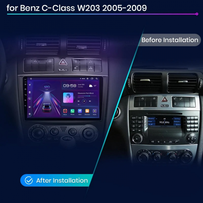 Navigatie Dedicata Mercedes C-Class W203 CLK W209 (2005 - 2009), 9Inch, 2Gb Ram, 64Gb Stocare, Carplay [7]