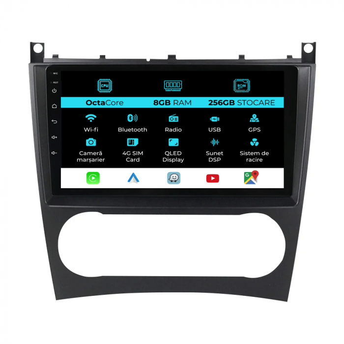 Navigatie Dedicata Mercedes C-Class W203 CLK W209 (2005 - 2009), 9Inch, 8Gb Ram, 256Gb Stocare, Carplay [1]