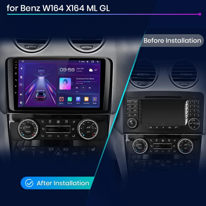 Navigatie Dedicata Mercedes Benz ML W164 | GL X164 (2005 - 2012), 9Inch, 2Gb Ram, 64Gb Stocare, Carplay [7]