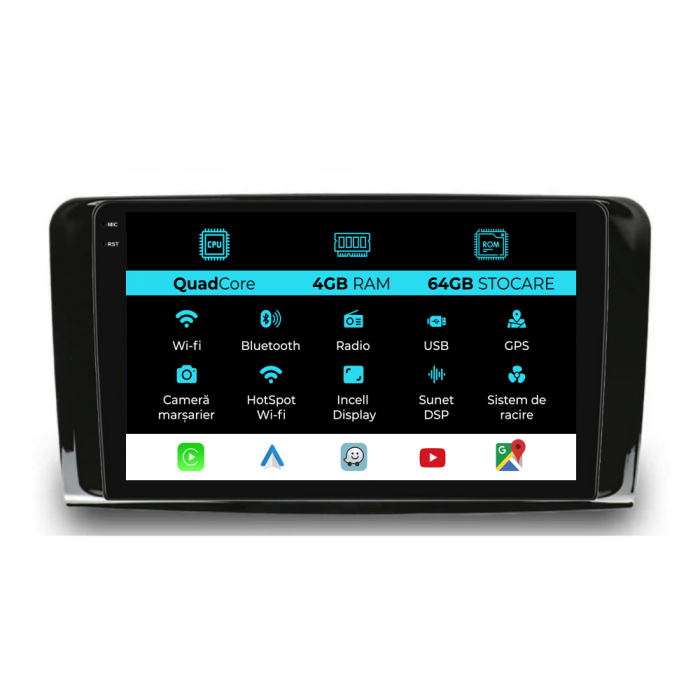Navigatie Dedicata Mercedes Benz ML W164 | GL X164 (2005 - 2012),QuadCore, 9Inch, 4Gb Ram, 64Gb Stocare, Carplay [1]