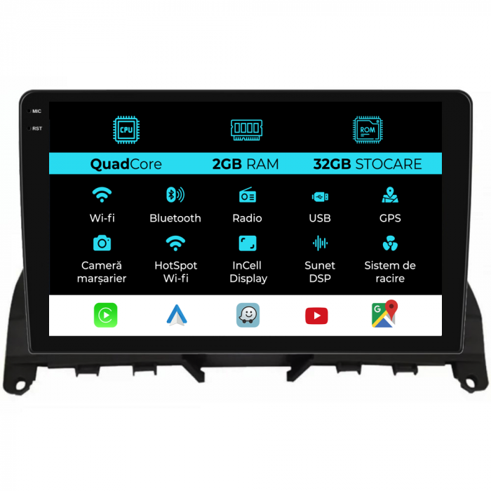 Navigatie Dedicata Mercedes C-Class W204 S204 (2006-2013), 9Inch, 2Gb Ram, 32Gb Stocare, Carplay [1]