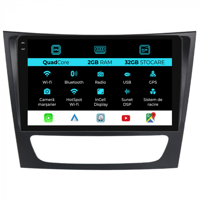 Navigatie Dedicata Mercedes E-Class W211 (2002 - 2010), 9Inch, 2Gb Ram, 32Gb Stocare, Carplay [1]