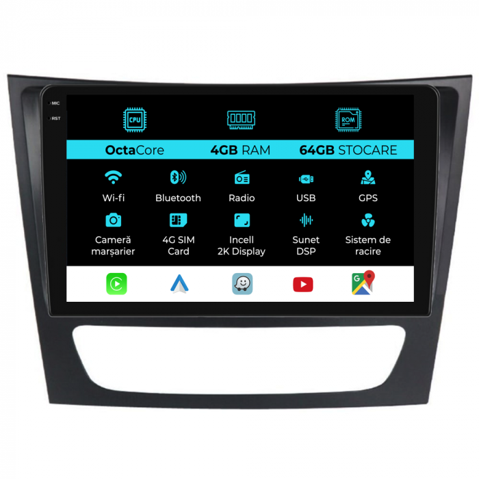 Navigatie Dedicata Mercedes E-Class W211 (2002 - 2010), 9Inch, 4Gb Ram, 64Gb Stocare, Carplay [1]