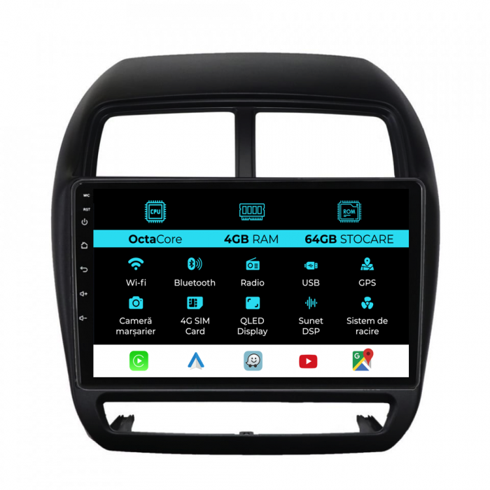 Navigatie Dedicata Mitsubishi ASX (2016 - 2019), 9Inch, 4Gb Ram, 64Gb Stocare, Carplay [1]