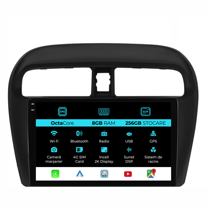 Navigatie Dedicata Mitsubishi Attrage | Mirage | Space Star (2012-2024), 2K, 8Gb Ram, 256Gb Stocare, Carplay [1]