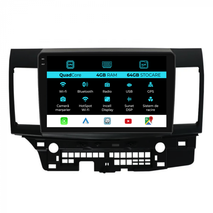 Navigatie Dedicata Mitsubishi Lancer (2007-2013),QuadCore, 9Inch, 4Gb Ram, 64Gb Stocare, Carplay [1]