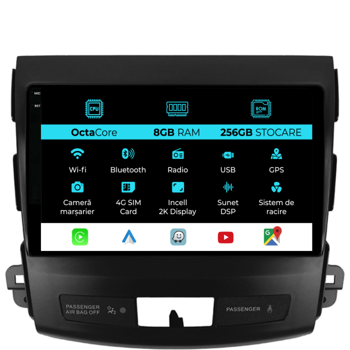 Navigatie Dedicata Mitsubishi Outlander (2005-2011), 2K, 8Gb Ram, 256Gb Stocare, Carplay [1]